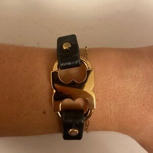 Black leather Tory Burch bracelet